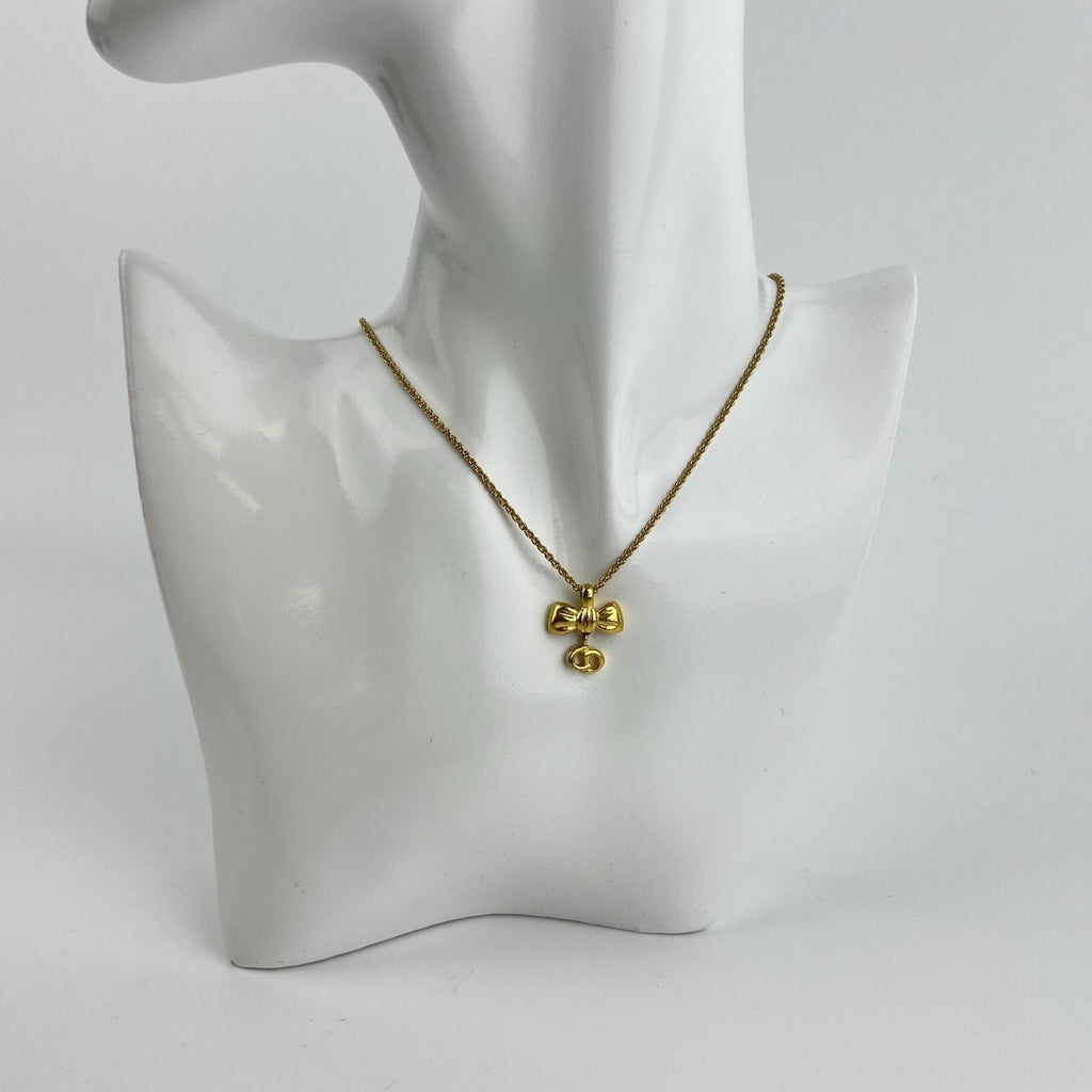 Dior Necklace Pendant Logo Gold Vintage