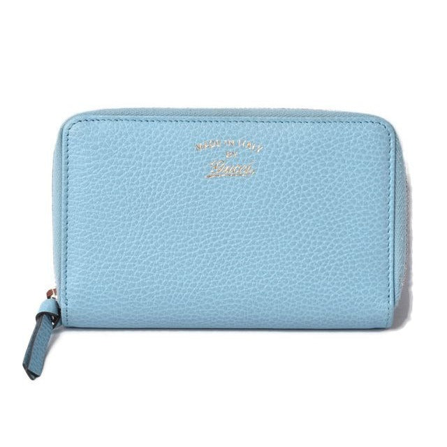 Gucci Folding Wallet Swing Leather Light Blue