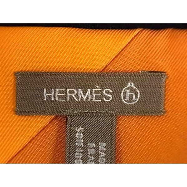 Hermes 100% Silk Monkey Scarf Tulley Tie Orange and Blue Fa1153 — view 3