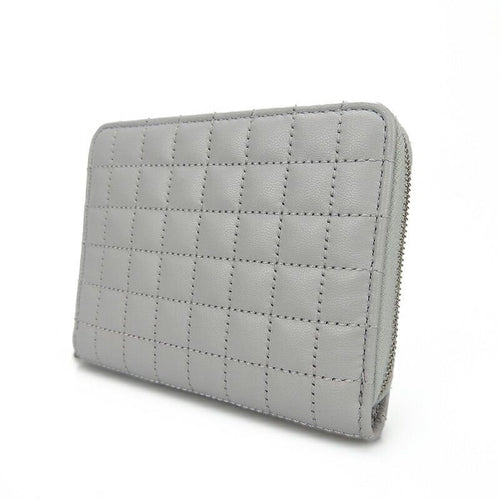 Celine 10 B663 bfl.08 gc Compact Zipped Wallet CC Charm Calfskin Light Grey Silverhar