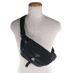 Prada Nylon Leather Triangle Logo Plate Re-Nylon Belt Bag Black — view 2