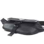 Prada Nylon Leather Triangle Logo Plate Re-Nylon Belt Bag Black — view 4
