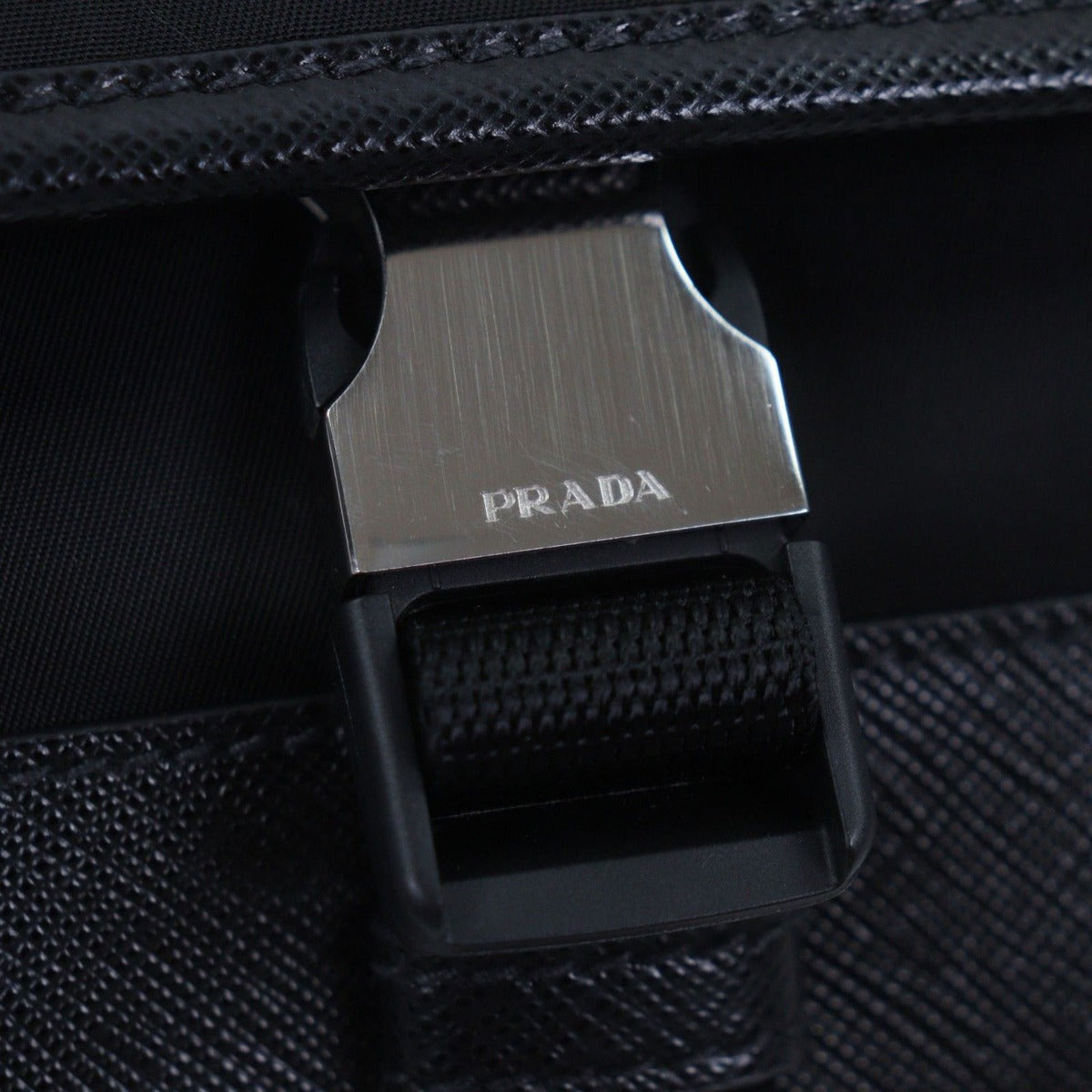 Prada Nylon Leather Triangle Logo Plate Re-Nylon Belt Bag Black — view 7