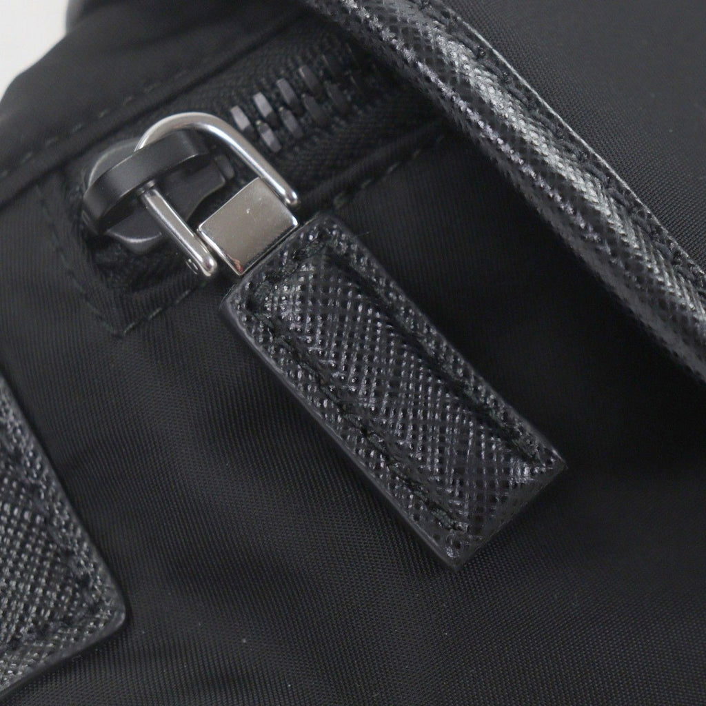 Prada Nylon Leather Triangle Logo Plate Re-Nylon Belt Bag Black — view 8