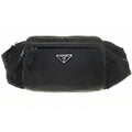 Prada Body Bag Black 2 Vl005 Waist Nylon Triangle Plate