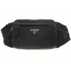 Prada Body Bag Black 2 Vl005 Waist Nylon Triangle Plate