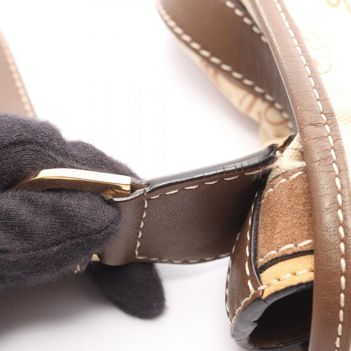 Loewe Shoulder Bag 160 Aniversario Beige Brown Canvas Suede Anniversary — view 5