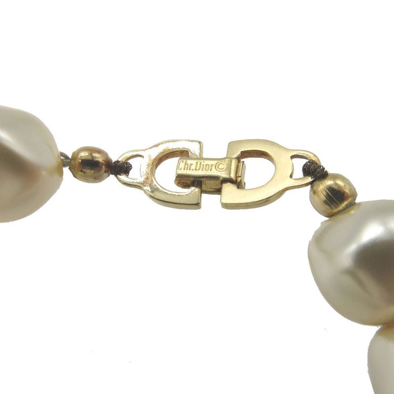 Christian Dior Vintage Faux Pearl Metal White Gold Necklace 0033 — view 4