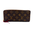Louis Vuitton Portefeuille Clemence Monogram Fuchsia Brown Round Zippy Wallet