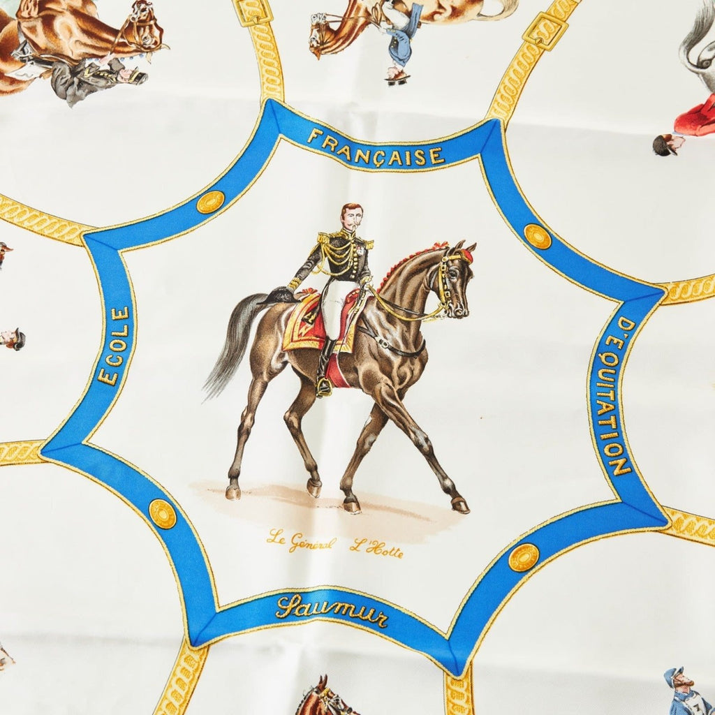 Hermes Silk Scarf Carre 90 Ecole Francaise D'equitation Les General L'hotte 1987 — view 2