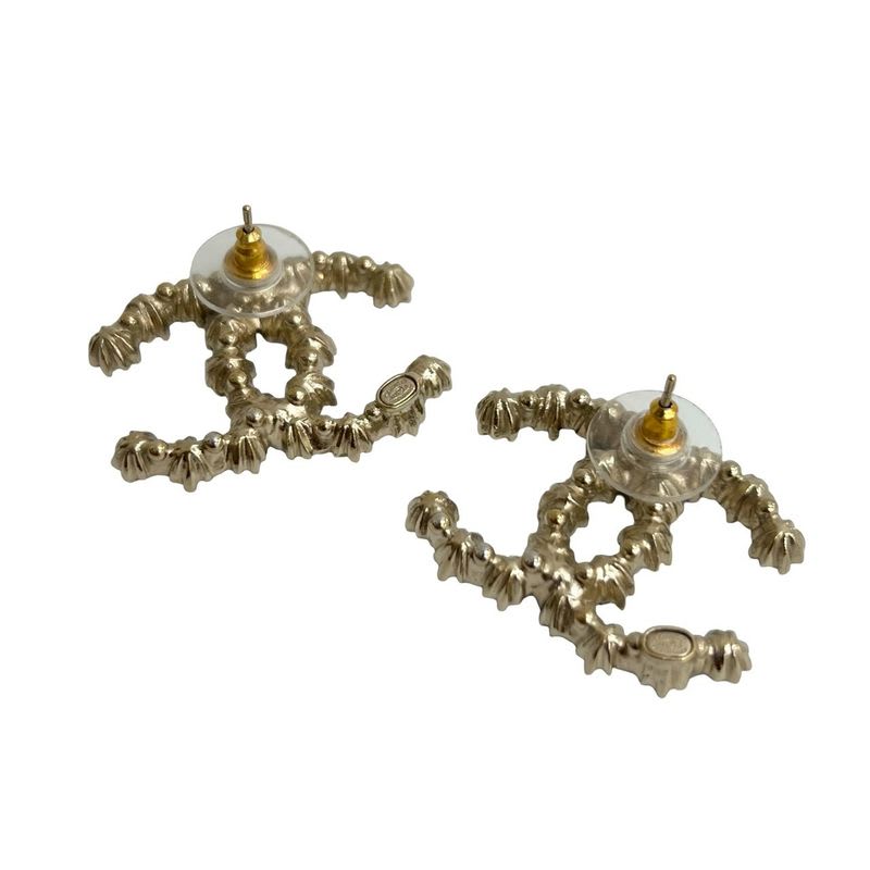 Chanel Coco Mark Metal Rhinestone Earrings Accessories 19AA — view 5