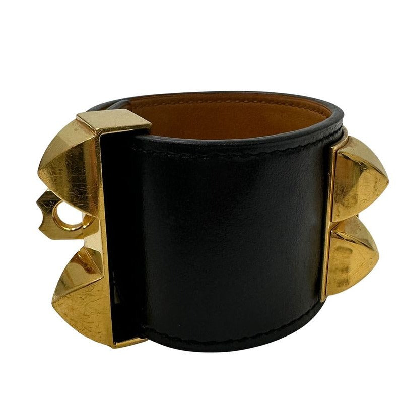 Hermes Bangle ed Collierd Chien Calf Black Gold Hardware Size XS — view 2