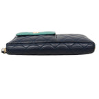 Chanel Wallet Quilted Caviar Leather Navy blue Pink Chien Panning Gold — view 2