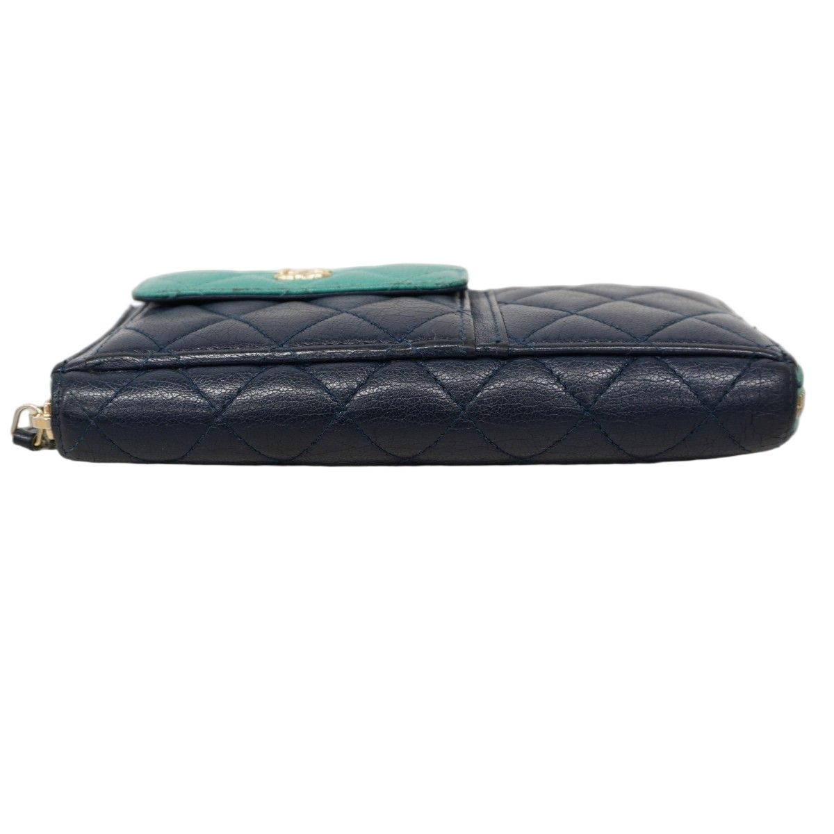 Chanel Wallet Quilted Caviar Leather Navy blue Pink Chien Panning Gold — view 2