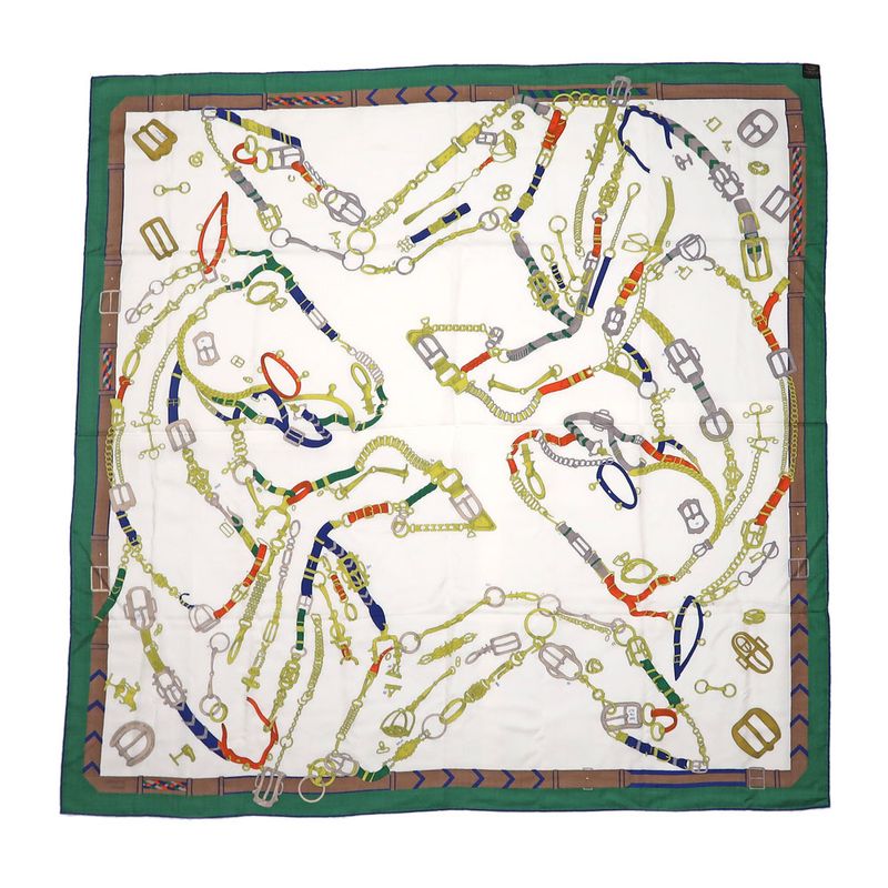 Hermes Carre 140 Chevaux Dechaines Scarf Cashmere Silk — view 2