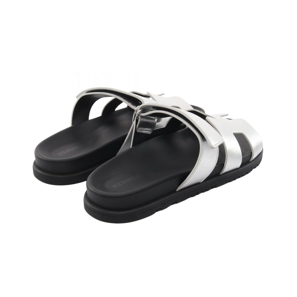 Hermes Sandals Chypre Silver Leather — view 2