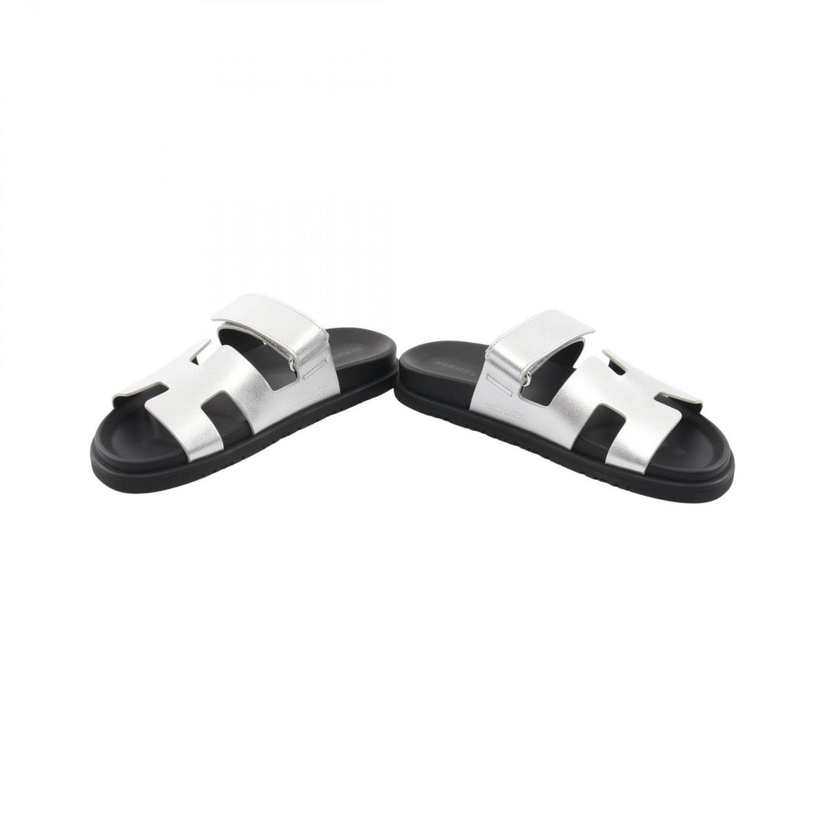 Hermes Sandals Chypre Silver Leather — view 3