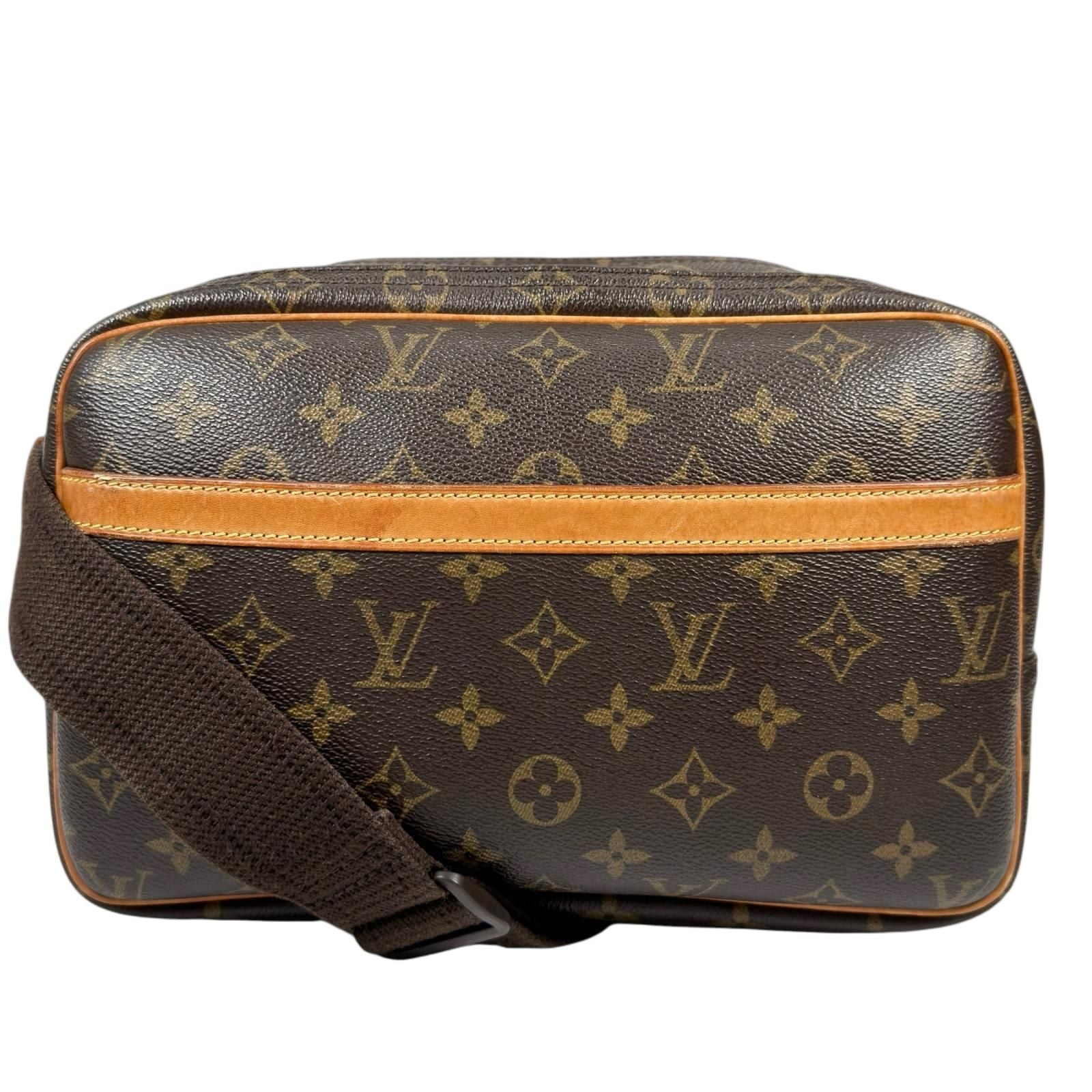 Louis Vuitton Reporter PM Monogram Leather Brown Shoulder Bag Gold