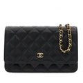 Chanel Chain Wallet Timeless Classic Black Caviar Leather Shoulder Bag