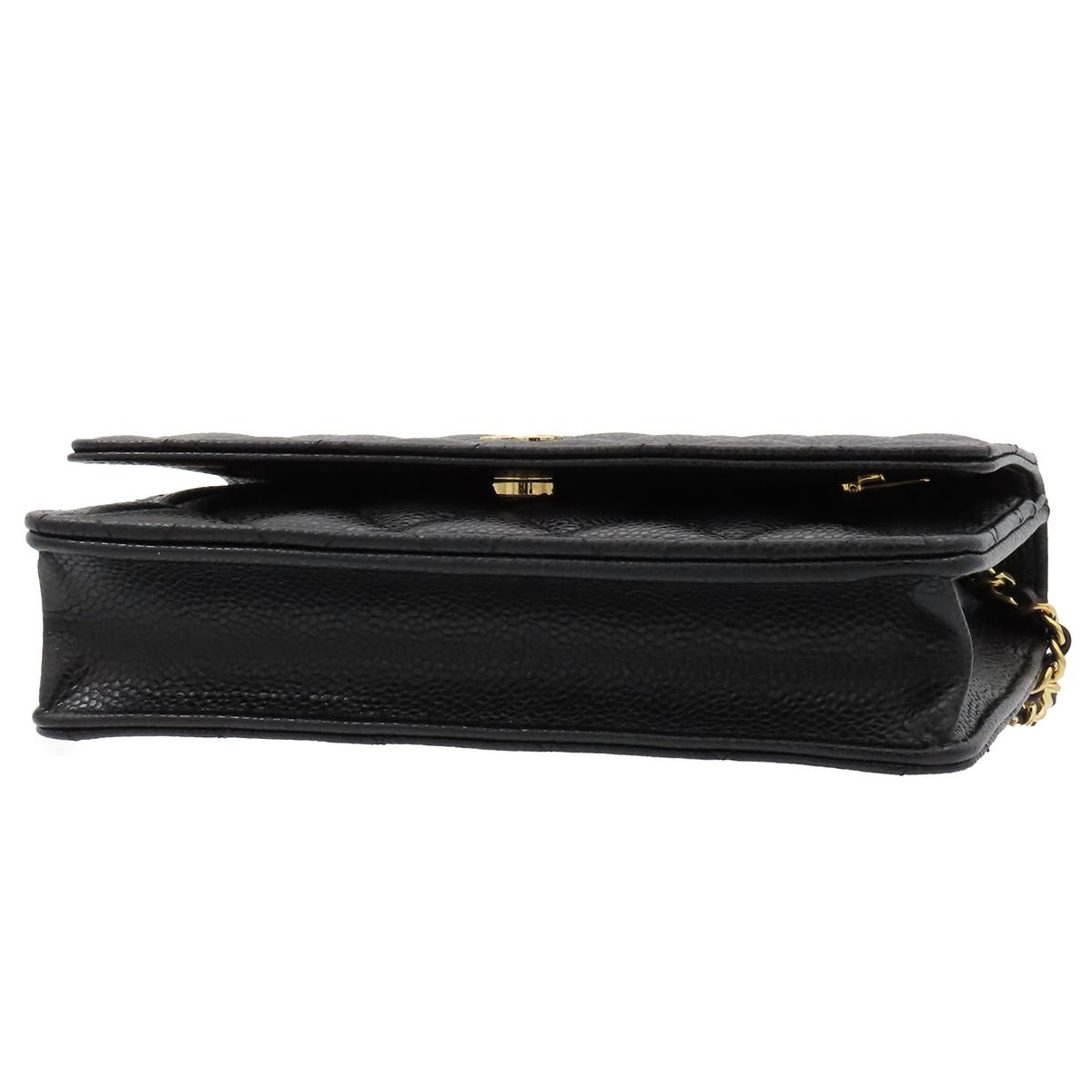 Chanel Chain Wallet Timeless Classic Black Caviar Leather Shoulder Bag — view 3