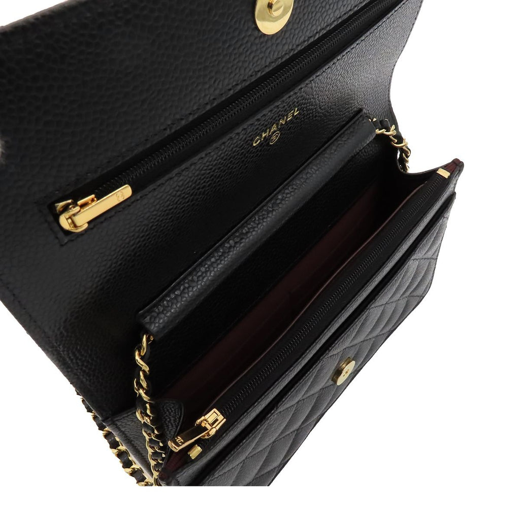 Chanel Chain Wallet Timeless Classic Black Caviar Leather Shoulder Bag — view 5