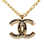 Chanel CC Logo Gold Black Plated Enamel