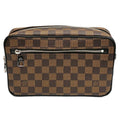 Louis Vuitton Clutch Pochette Kasai Brown Leather Damier Ebene