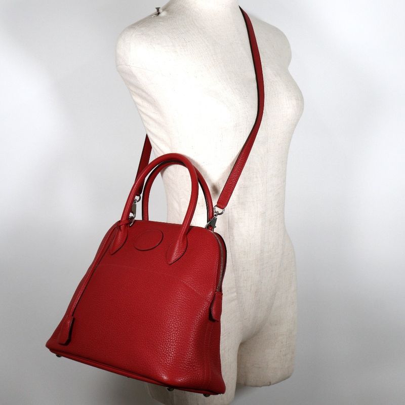 Hermes Bolide 31 Taurillon Clemence Rouge Vif Q Handbag — view 9