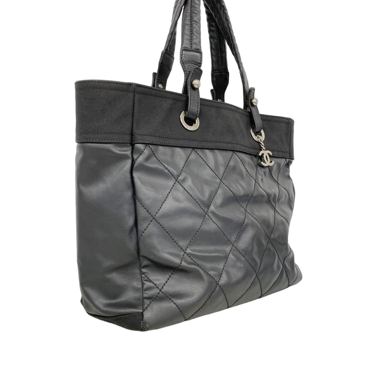 Chanel Tote Paris Biarritz Canvas Black Silver — view 2