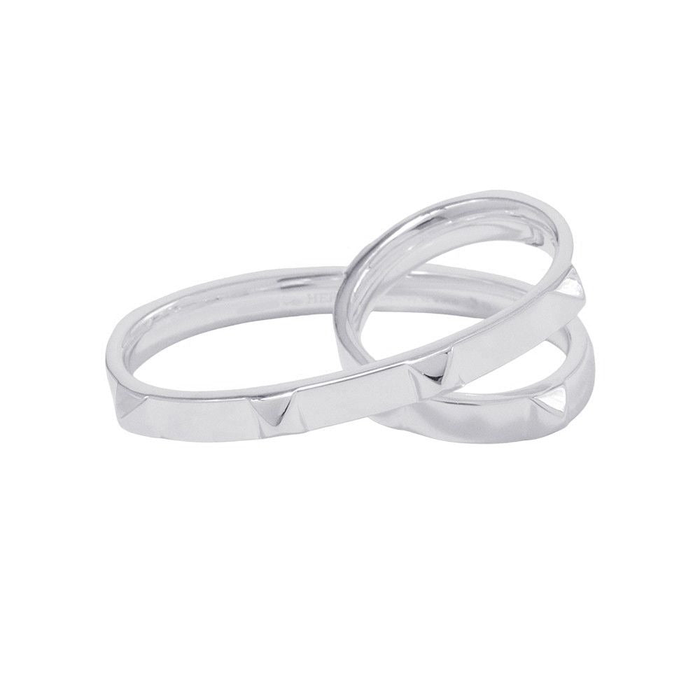 Hermes Ring Clou de Double Finger Silver 52