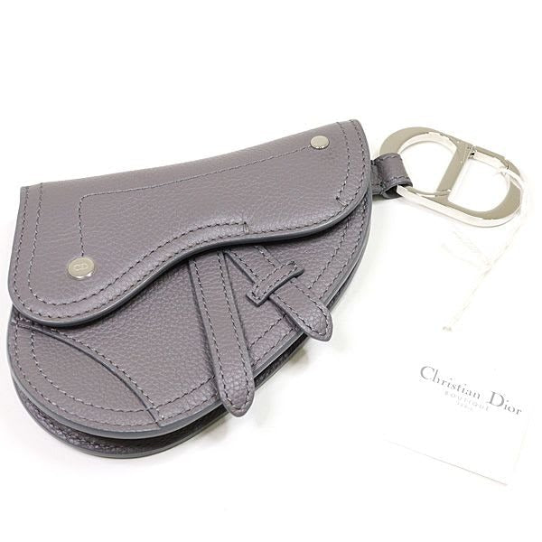 Dior Saddle Pouch Leather Gray CD Hook Hardware Mini Accessory — view 2