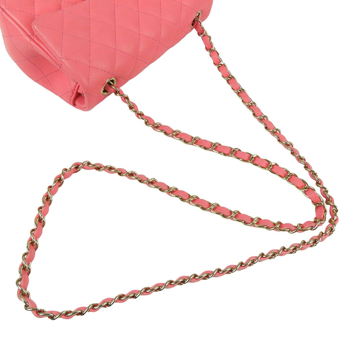 Chanel Chain Shoulder Bag Pink Lambskin Mini Quilted 20 Single Flap — view 5