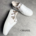 Chanel Coco Mark Leather White Gold Floral Slip on ed Shoes