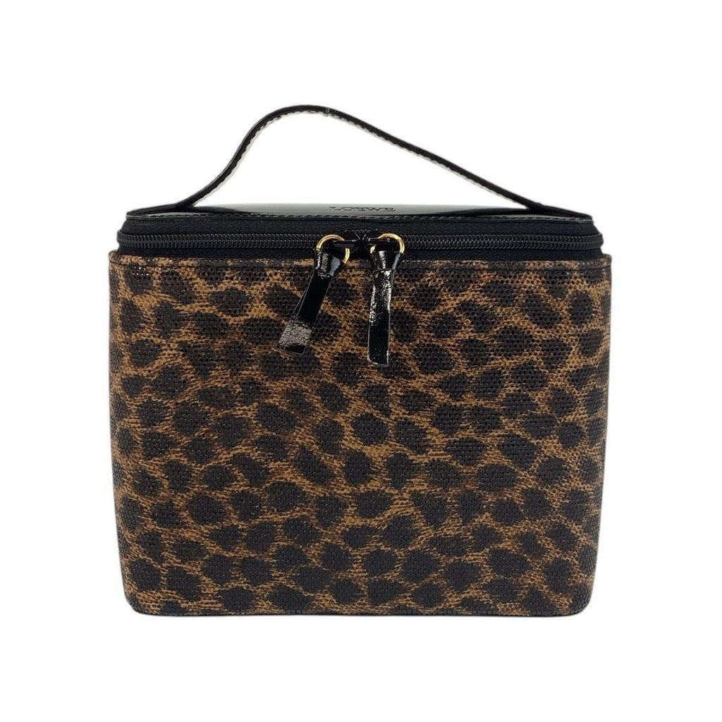 Loewe Vintage Leopard Brown Black Enamel Handbag Vanity Bag