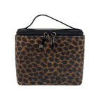 Loewe Vintage Leopard Brown Black Enamel Handbag Vanity Bag