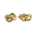 Dior Earrings Logo Clip Type Rhinestone Gold
