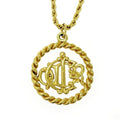 Christian Dior GP Emblem Circle Necklace Gold