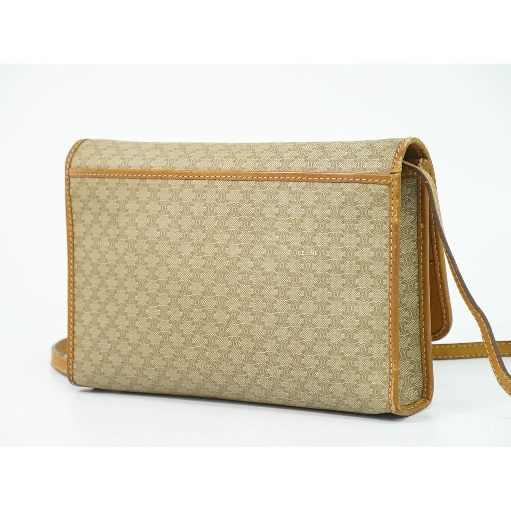Celine Macadam 2-Way Shoulder Bag Clutch Pochette Beige — view 2