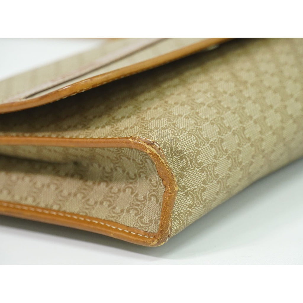 Celine Macadam 2-Way Shoulder Bag Clutch Pochette Beige — view 7