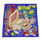Hermes Carre 140 LES Tresors D UN Artiste Scarf Cashmere Silk Blue