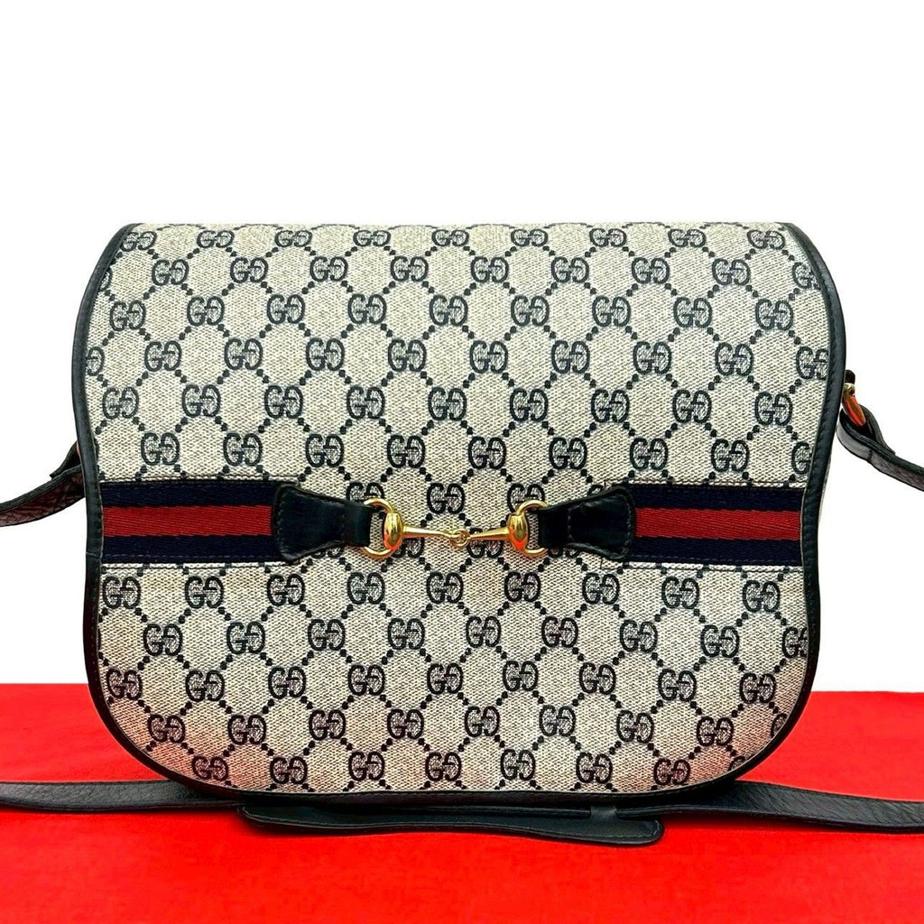 Gucci Vintage Sherry Shoulder Bag Navy X Red