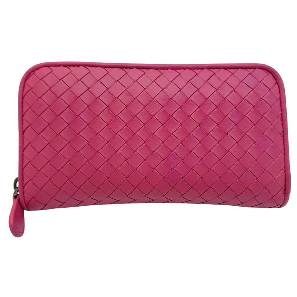 Bottega Veneta Intrecciato Round Zip Wallet Pink — view 2