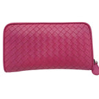 Bottega Veneta Intrecciato Round Zip Wallet Pink — view 3