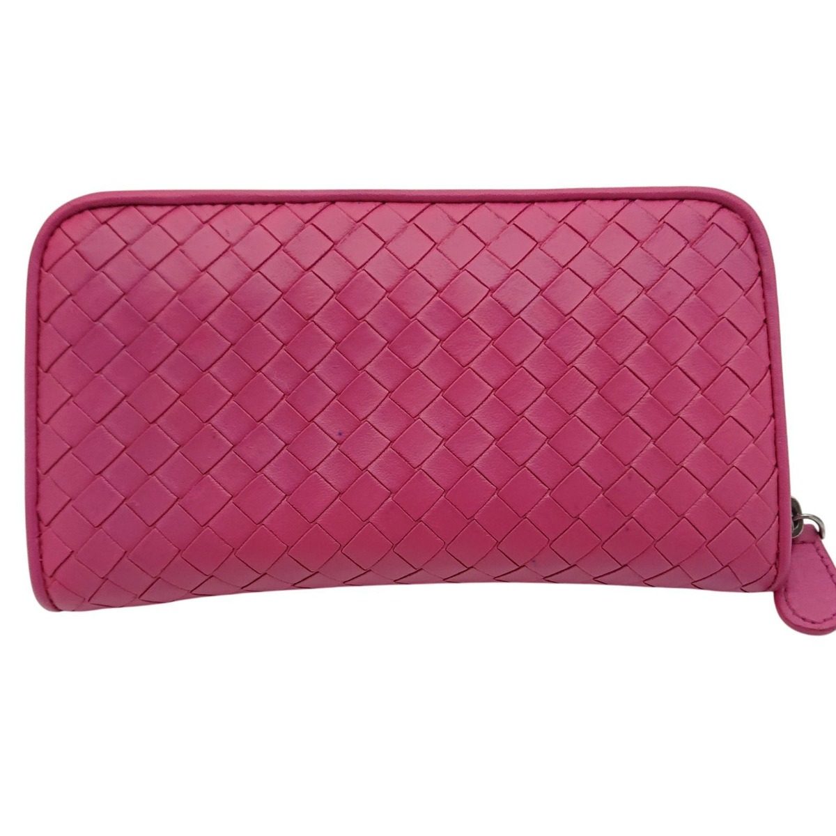 Bottega Veneta Intrecciato Round Zip Wallet Pink — view 3