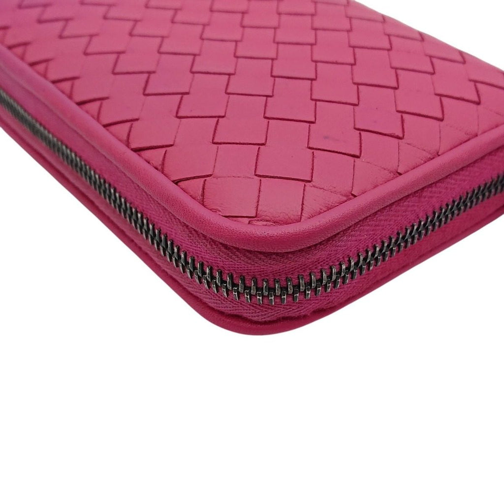 Bottega Veneta Intrecciato Round Zip Wallet Pink — view 8