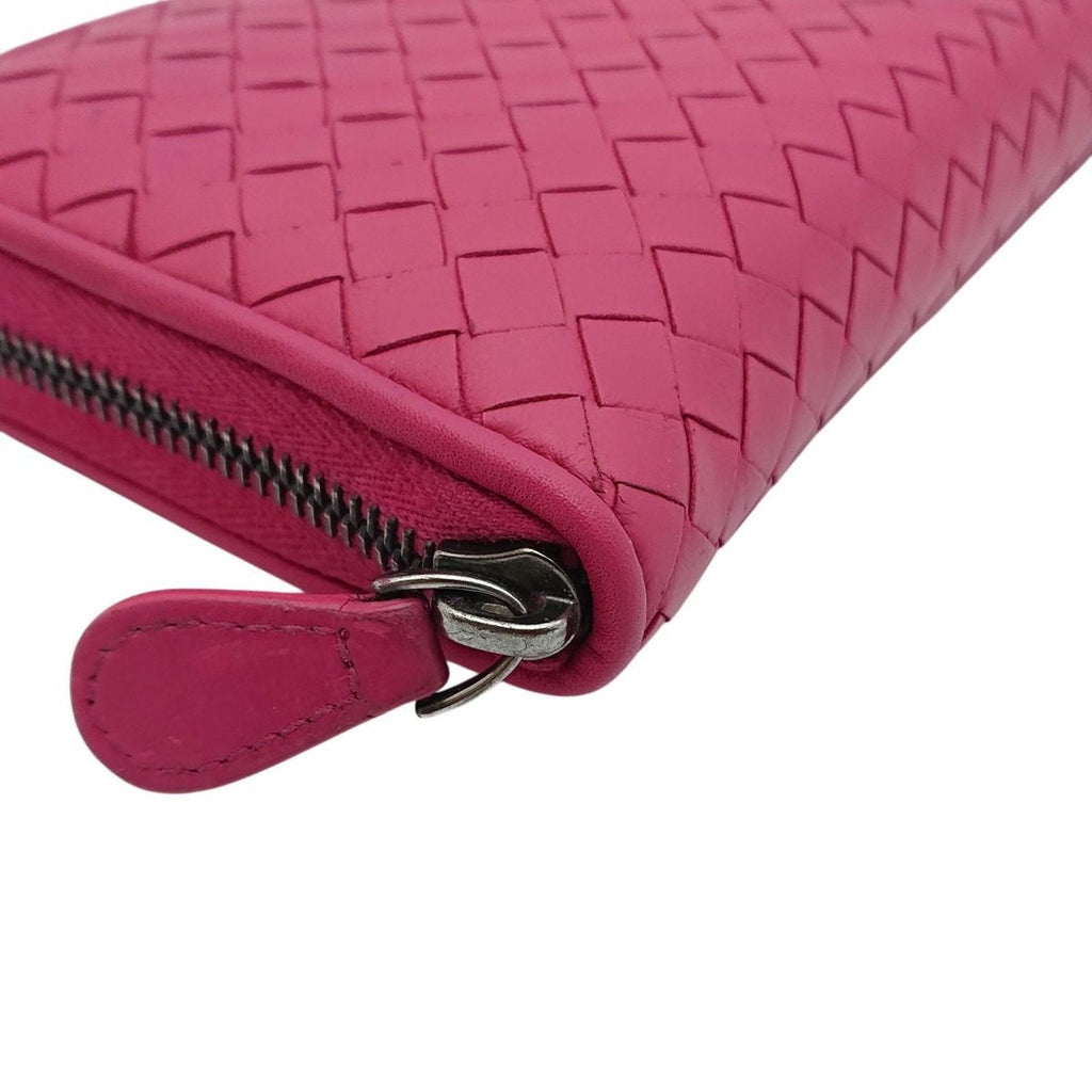 Bottega Veneta Intrecciato Round Zip Wallet Pink — view 9