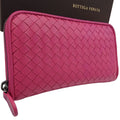 Bottega Veneta Intrecciato Round Zip Wallet Pink
