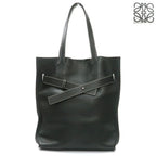 Loewe Vertical Belt Tote Black Grain Calf Leather with Cloth Shipping
