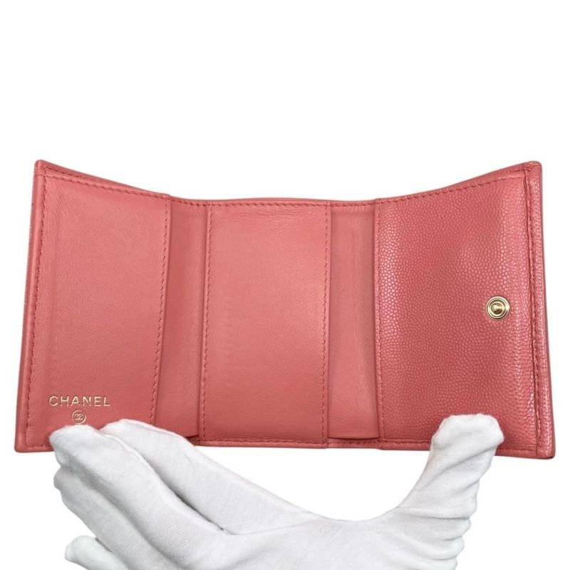 Chanel Trifold Wallet Classic Small Flap Ap0230 Quilted Caviar Leather — view 9