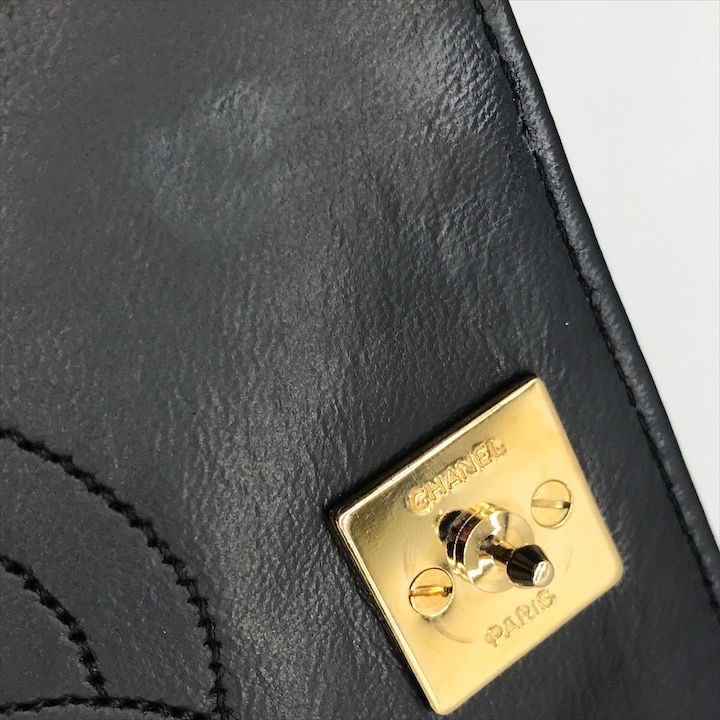 Chanel CC Logo Quilted Lambskin Push Lock Chain Shoulder Bag Black — view 8